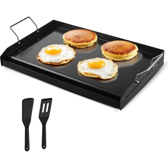 Poêle à griller VEVOR en acier au carbone, poêle à griller rectangulaire universelle (605 x 360 mm) pour griller le teppanyaki, ustensile de cuisine portable pour la maison avec poignée