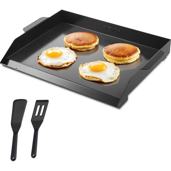 Poêle à griller VEVOR en acier carbone, poêle à griller rectangulaire universelle (502 x 370 mm) pour griller du teppanyaki, cuiseur à domicile portable avec poignée