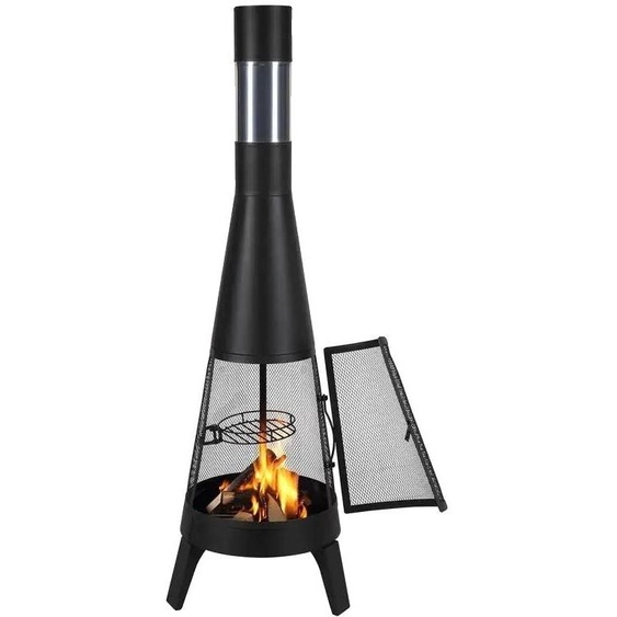 Poêle de jardin, chauffage dextérieur, fonction barbecue, couleur noire