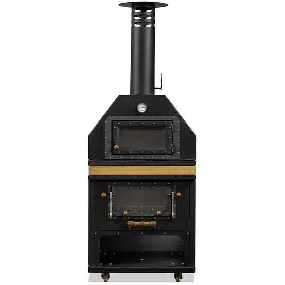 Poêle de jardin noir en bois et acier inoxydable élégant pour lextérieur