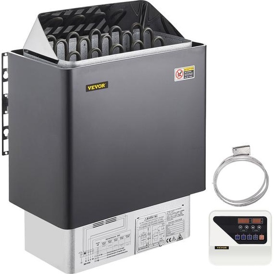 Poêle de sauna 9 KW, poêle électrique 380 V - 415 V, poêle de sauna en acier inoxydable, poêle de sauna électrique 2 modes (température, durée), avec boîtier deexterne et capteur de température 3M pour maison Hôtel Sauna Spa Douche Salle de bain