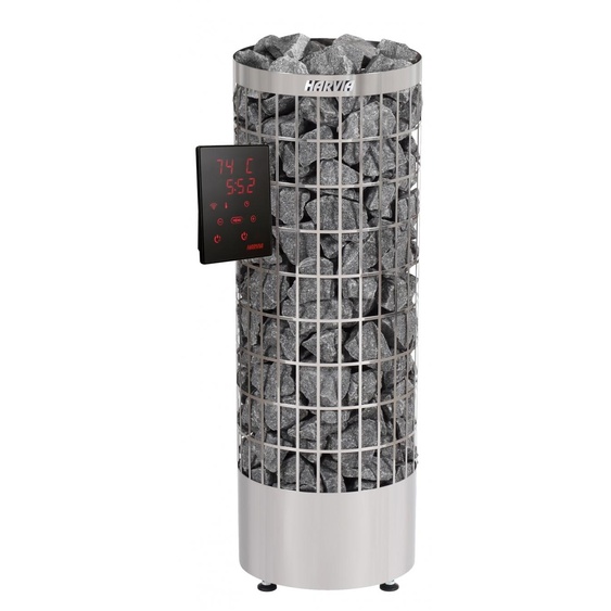 Poêle de sauna Harvia Cilindro XW WiFi Steel 6.8 kW | avec panneau de contrôle Xenio WIFI séparé | PC70XW