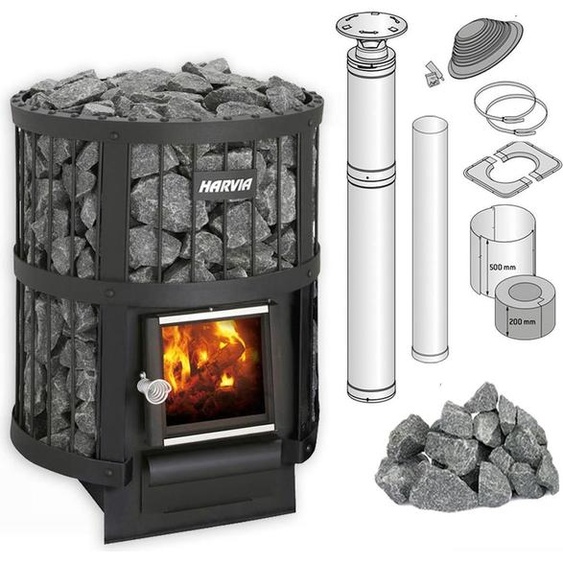 Poêle de sauna Harvia Legend 150 Set, pierres incluses, BIMSCHV Set pour Legend et système de cheminée