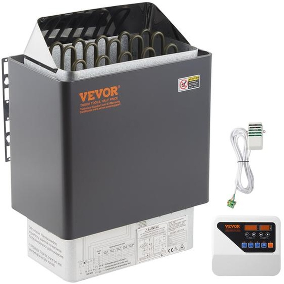 Poêle de sauna VEVOR 9 KW, cuisinière électrique pour sauna 380 V - 415 V, poêle de sauna en acier inoxydable 20 kg de pierres de sauna, poêle de sauna électrique 2 modes (température, durée), avec boîtier deexterne et capteur de température 3M