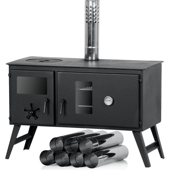 Poêle de tente CampFeuer | 28,5 x 58,5 x 260 cm | Chauffage de tente, poêle à bois pour le camping