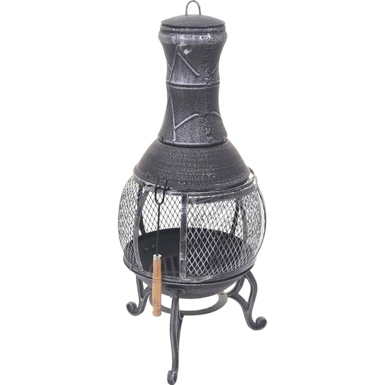 Poêle de terrasse HWC-F71, Foyer de terrasse Cheminée de jardin Poêle de jardin, Fonte 11,7kg 91x42x42cm