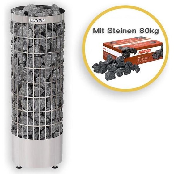 Poêle Électrique Harvia Cilindro Pc90e Chrome + Pierres Harvia 80kg