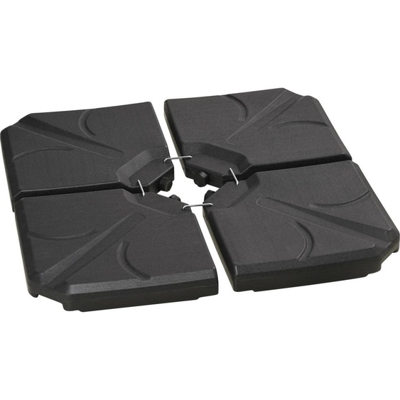 Poids pour porte-parapluies - Quatre pièces Plaques de base remplissables - 72 kg avec du sable - 56 kg avec de leau - Pour pied en croix/parasol suspendu - Noir