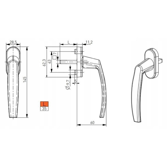 Poignée Aluminium Medos VICTORY Anthracite RAL7016 35mm
