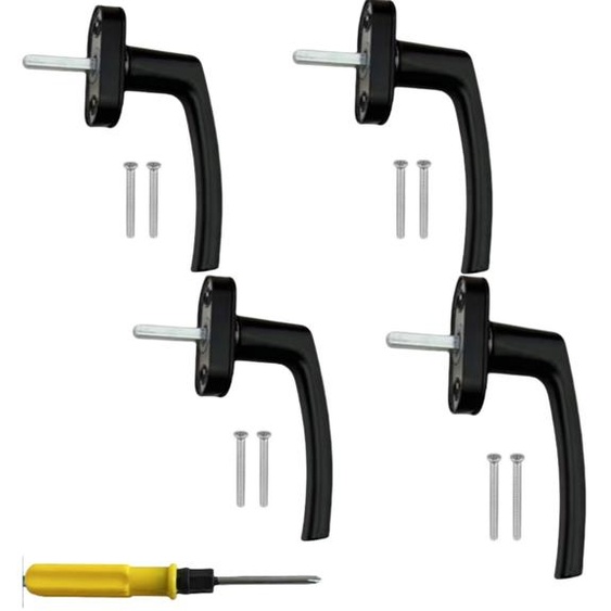Poignée de fenêtre en aluminium noir, composée de 4 pièces, un accessoire élégant pour vos fenêtres