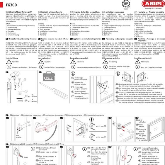 Poignée de fenêtre FG300 S AL0125 Alu.argent ferm.