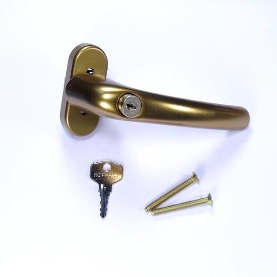 Poignée de fenêtre Hoppe Tokyo avec clé aluminium dorée