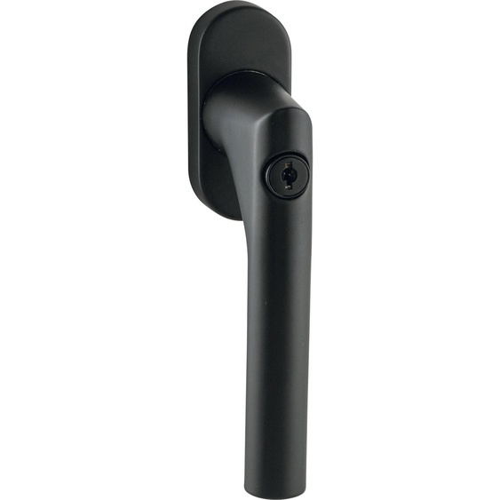 Poignée de fenêtre Marchesi verrouillable en onglet avec cylindre de blocage et clé - Ferrure de fenêtre, inox noir mat