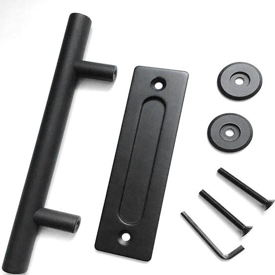 Poignée de porte coulissante en acier au carbone 4.8mm dépaisseur Poignée de porte coulissante double face Poignée ronde noire