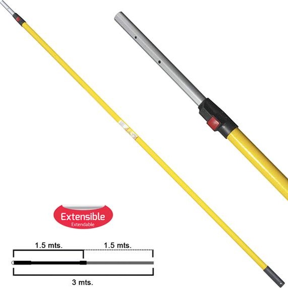 Poignée extensible en aluminium de type samouraï 1,5 + 1,5 mètre