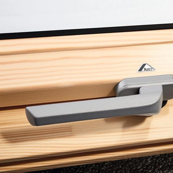 Poignée pour fenêtre de toit, modèle R4/R7, en bois, argenté, aluminium