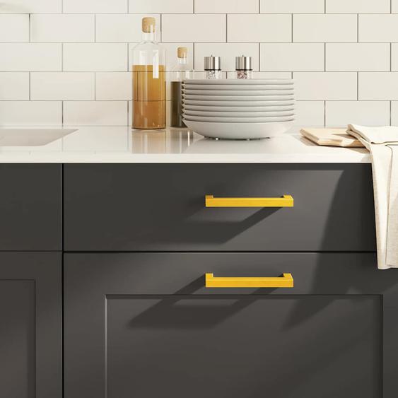 Poignées darmoire 10 pcs doré 128 mm acier inoxydable