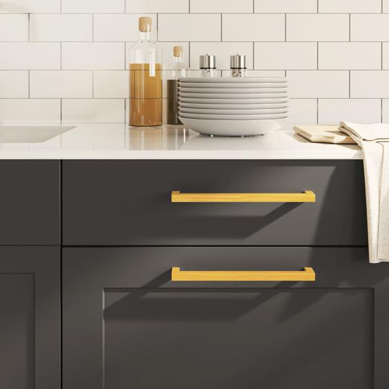 Poignées darmoire 10 pcs doré 224 mm acier inoxydable