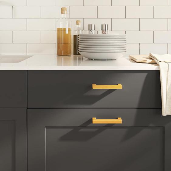 Poignées darmoire 10 pcs doré 96 mm acier inoxydable