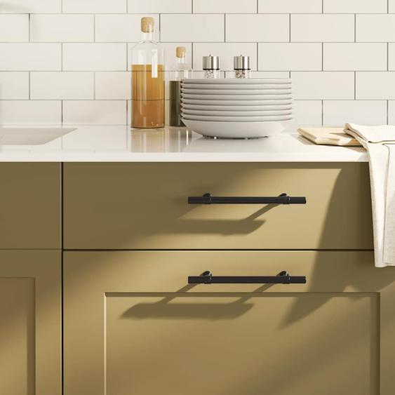 Poignées darmoire 10 pcs noir 128 mm acier inoxydable