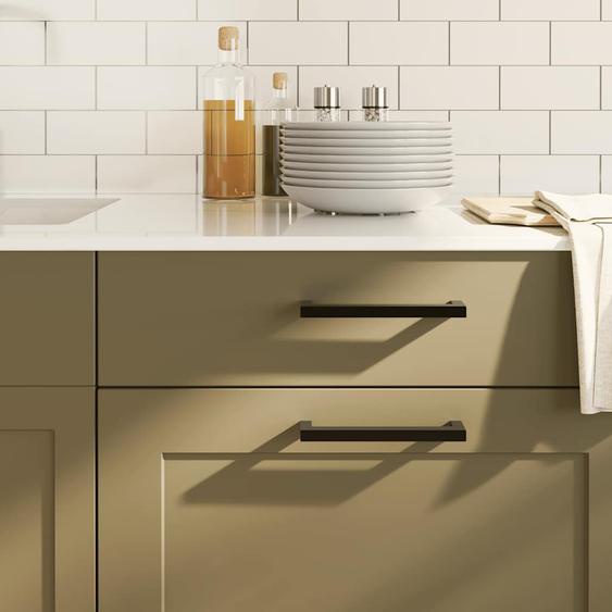 Poignées darmoire 10 pcs noir 128 mm acier inoxydable