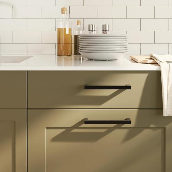 Poignées darmoire 10 pcs noir 160 mm acier inoxydable