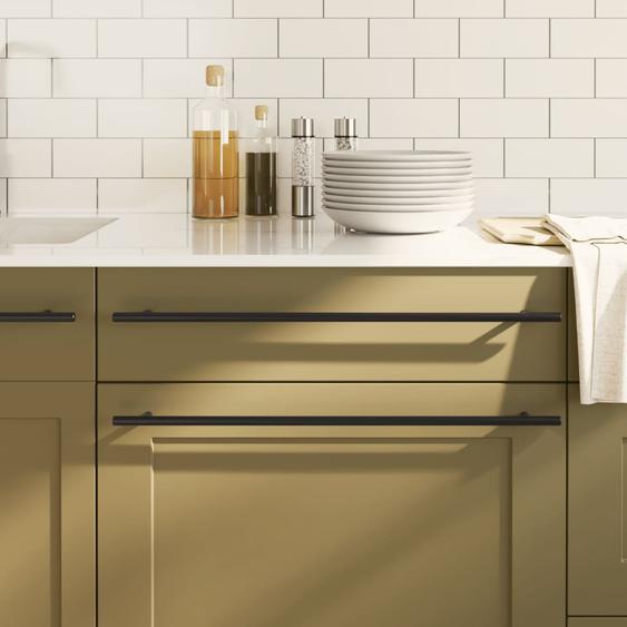 Poignées darmoire 10 pcs noir 480 mm acier inoxydable