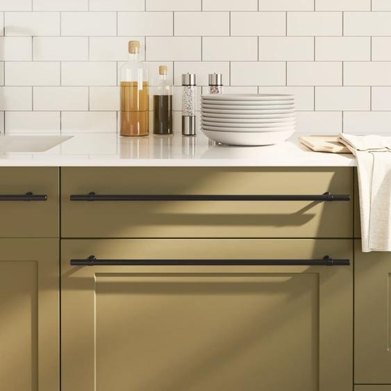 Poignées darmoire 10 pcs noir 480 mm acier inoxydable