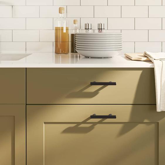 Poignées darmoire 10 pcs noir 64 mm acier inoxydable