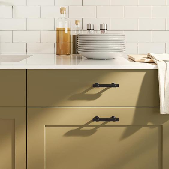 Poignées darmoire 10 pcs noir 96 mm acier inoxydable