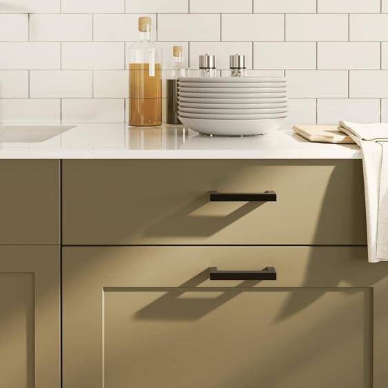 Poignées darmoire 10 pcs noir 96 mm acier inoxydable