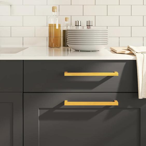 Poignées darmoire 5 pcs doré 224 mm acier inoxydable