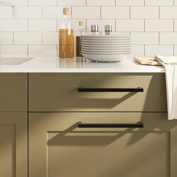 Poignées darmoire 5 pcs noir 224 mm acier inoxydable