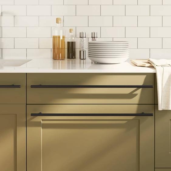 Poignées darmoire 5 pcs noir 480 mm acier inoxydable