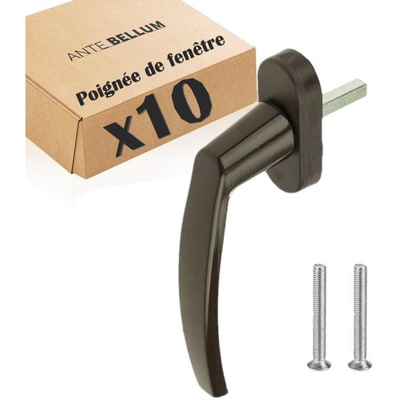 Poignées de fenêtre en aluminium, couleur marron, lot de 10, diamètre de la tige : 35 mm