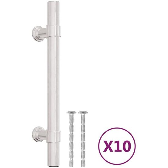 Poignées de meubles 10 pcs. argent 96 mm acier inoxydable