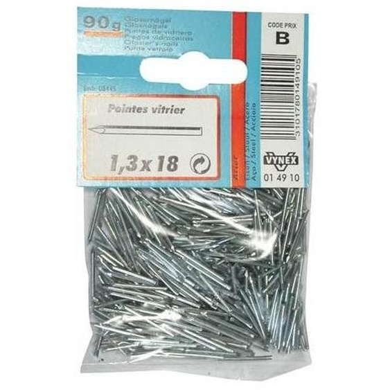Sachet 90Gr de pointe vitrier 1,3x18 - VYNEX - 310178014910