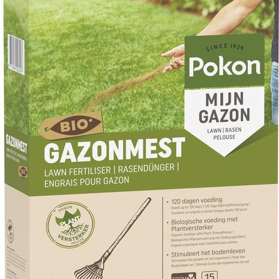 Pokon Pokon Engrais gazon- 1kg - Engrais - Convient pour 15mÂ² - 120 jours de nutrition biologique