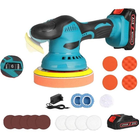 Polisseuse, design sans fil, 6 niveaux de vitesse, deux batteries et un chargeur * 2 pièces