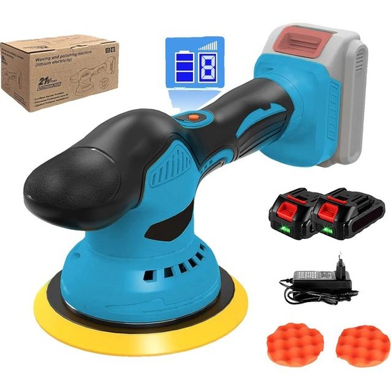 Polisseuse sans fil, régulation variable à 8 vitesses, disque de polissage de 150 mm, 2 batteries