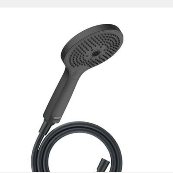 Pommeau de douche 3 jets Universal avec curseur noir mat + flexible de douche