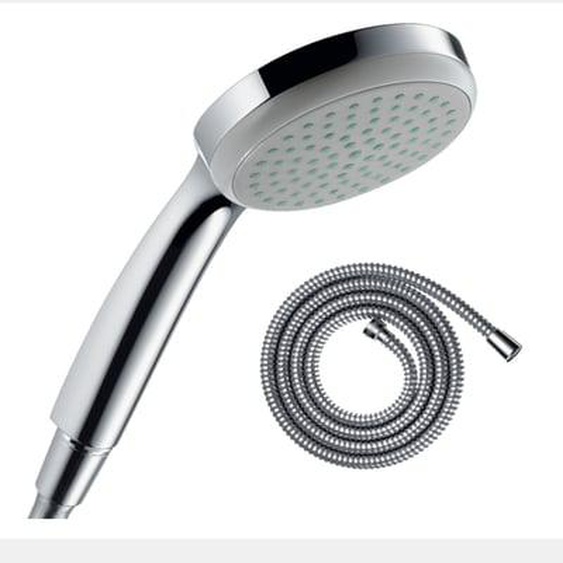 Pommeau de douche Croma 100 EcoSmart chromé + flexible de douche 1,25 m Metaflex chromé
