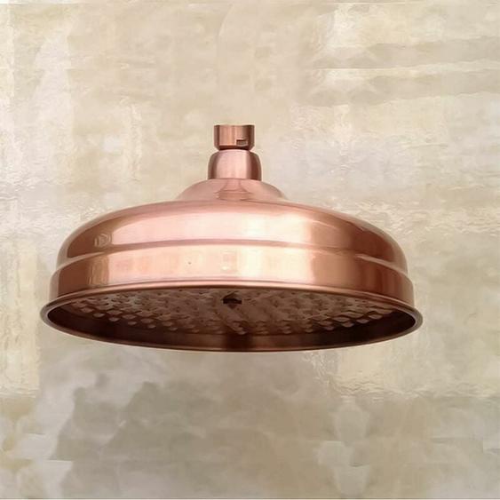 Pommeau De Douche En Cuivre, 20cm (8 Pouces) De Diamètre, Pommeau De Douche Fixe Haute Pression Avec Pommeau De Douche À Angle Réglable Pommeau De