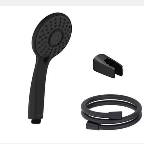 Pommeau de douche Juliette noir mat + flexible et support de douche noir mat