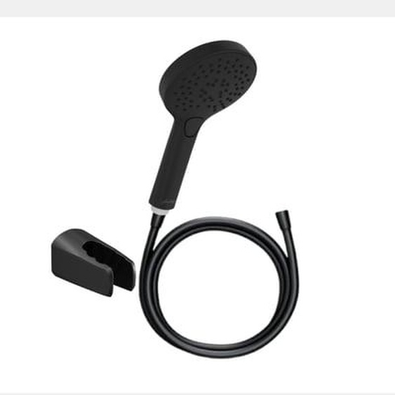 Pommeau de douche Metro 3 jets noir + flexible + support