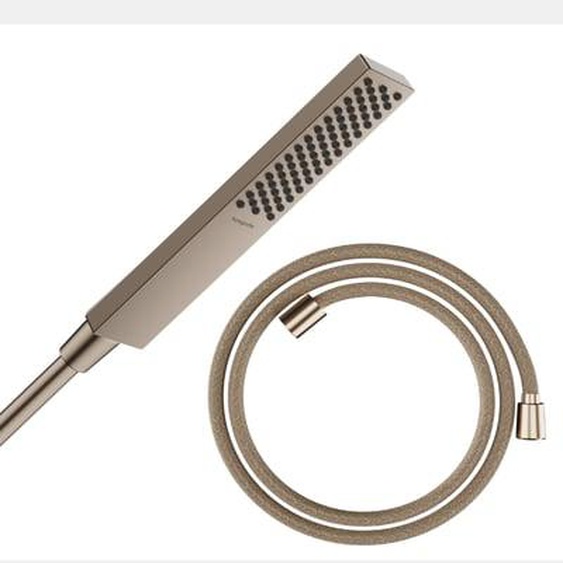 Pommeau de douche Pulsify E 100 EcoSmart bronze brossé + flexible de douche Designflex 125 cm bronze brossé