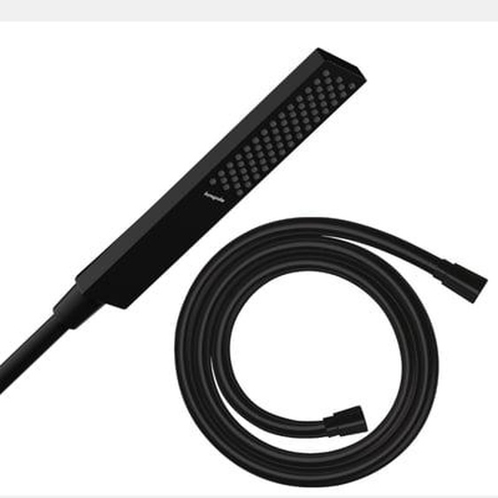 Pommeau de douche Pulsify E 100 EcoSmart noir mat + flexible de douche 1,60 m Isiflex noir mat
