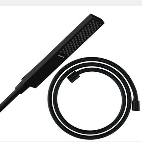 Pommeau de douche Pulsify E 100 EcoSmart noir mat + flexible de douche Designflex 160 cm noir mat