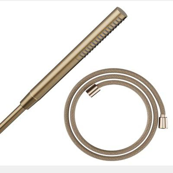Pommeau de douche Pulsify S 100 EcoSmart bronze brossé + flexible de douche Designflex 160 cm bronze brossé