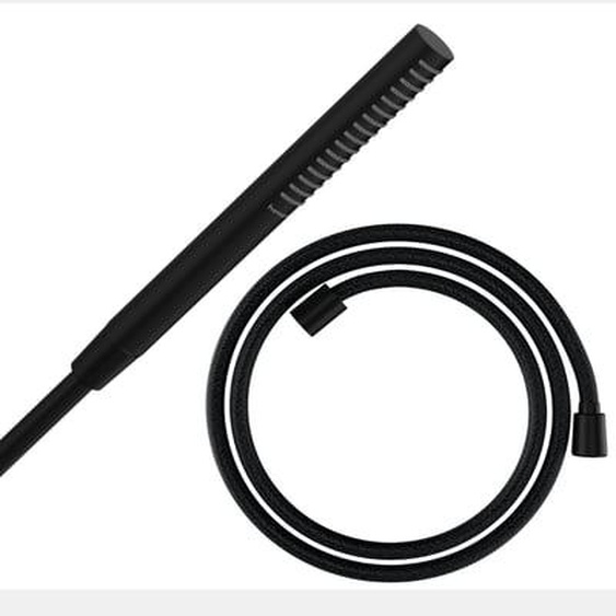 Pommeau de douche Pulsify S 100 EcoSmart noir mat + flexible de douche Designflex 160 cm noir mat